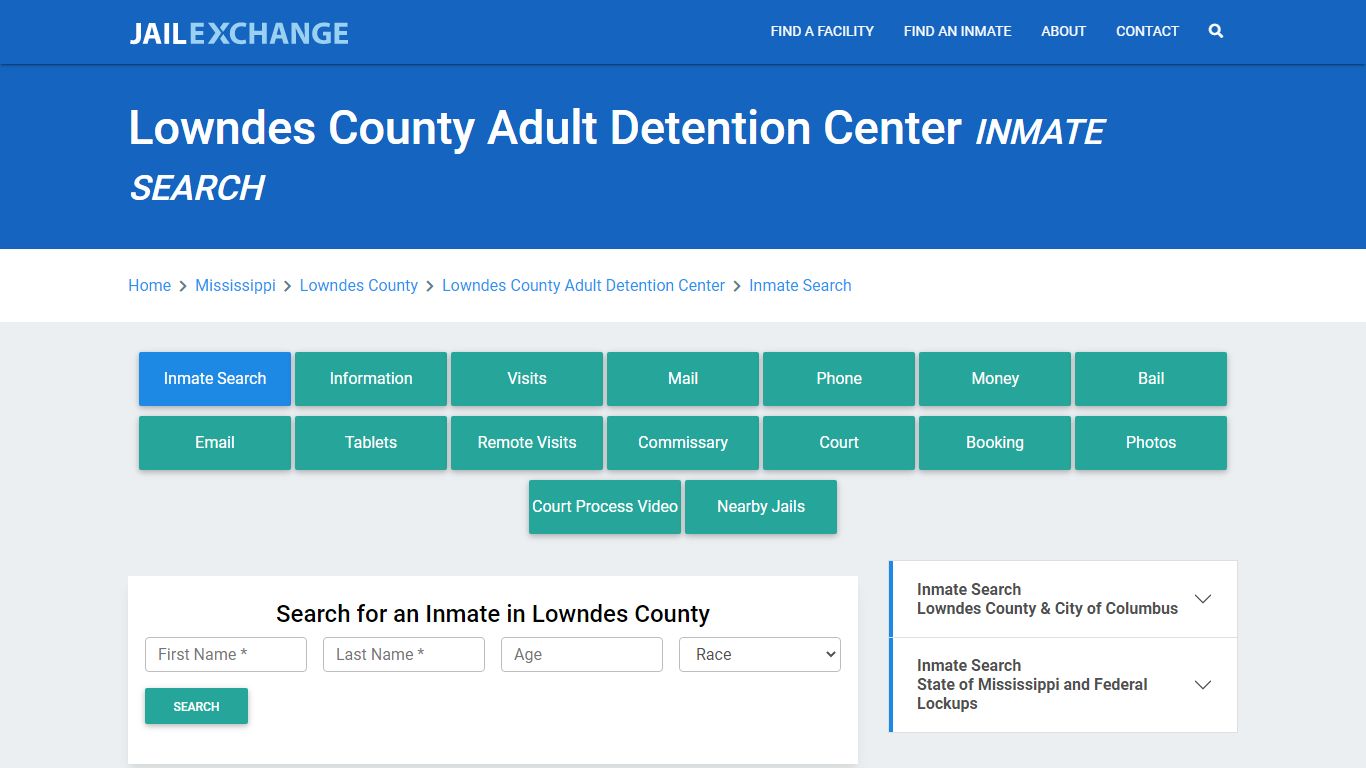 Lowndes County Adult Detention Center Inmate Search - Jail Exchange