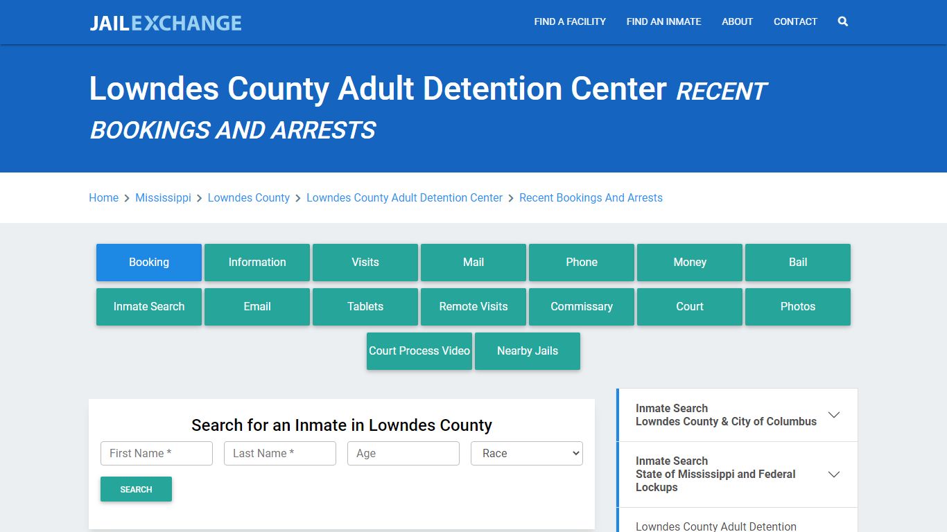 Lowndes County Adult Detention Center MS Recent Arrests and Bookings